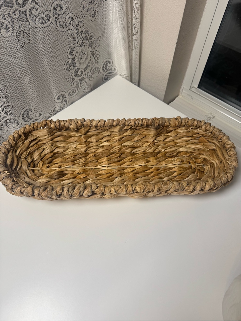 Handwoven Natural Seagrass Tray - Oval Decorative Basket - Picture 2 of 4